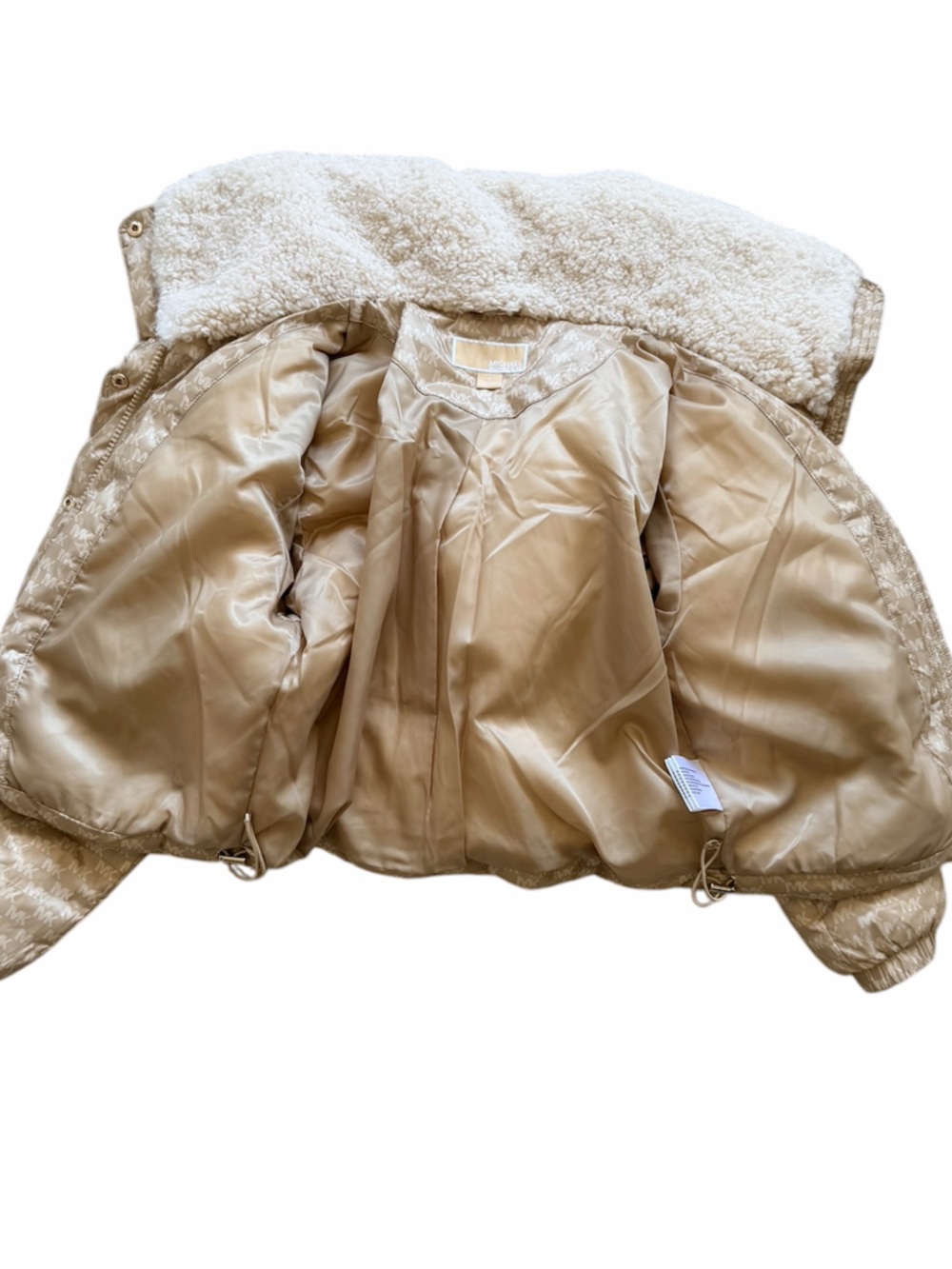 MICHAEL KORS Khaki Logo Gold Puffer Coat - Picture 8 of 11